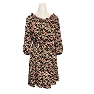 The Webster Miami Navy Pink Art Deco Belted Dress Size Small